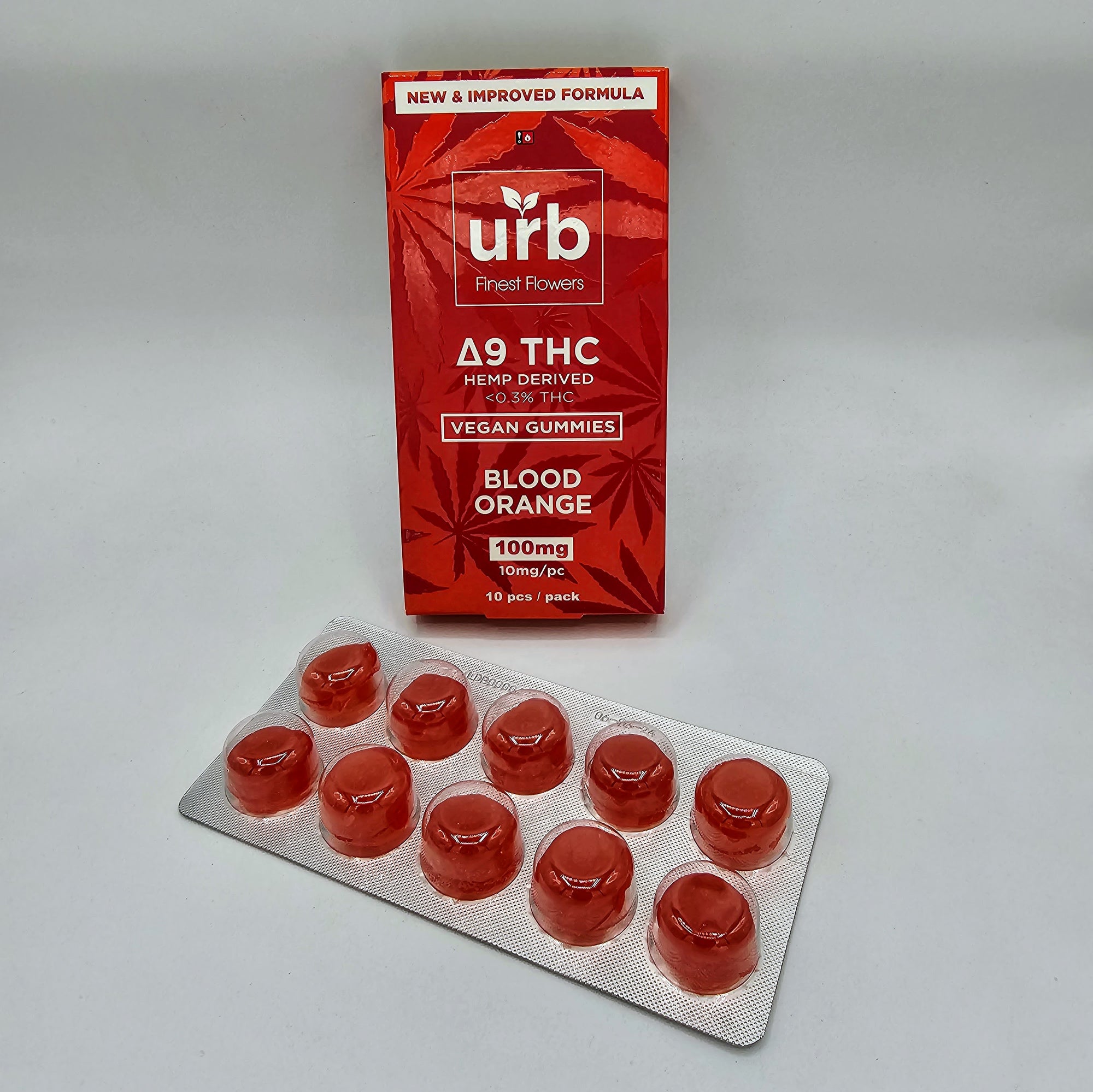 Urb: Delta 9 Blood Orange Gummies - Blister Pack 100mg-10ct - devmfg